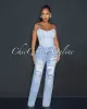 Sallie Light Denim Silver Rhinestones Bustier sold by Chic Couture