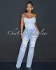 Sallie Light Denim Silver Rhinestones Bustier sold by Chic Couture