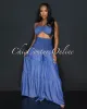 Sita Blue Halter Tube Top & Wide Pants Chambray Set sold by Chic Couture