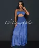 Sita Blue Halter Tube Top & Wide Pants Chambray Set sold by Chic Couture