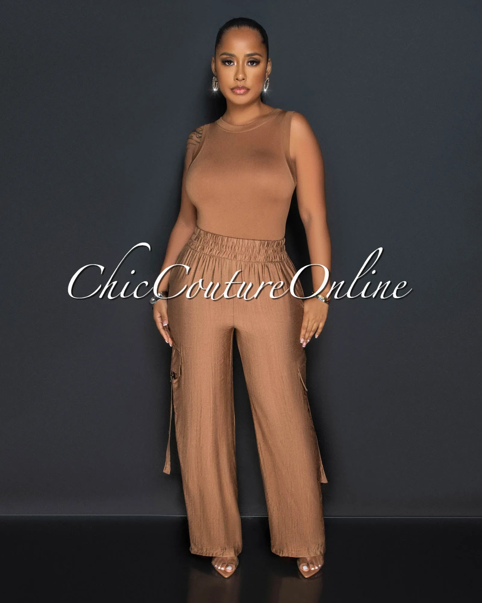 *Dogma Mocha Wide Cargo Pants sold by Chic Couture product image thumbnail 3