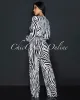 Jalia Black White Zebra Print Deep V-Neck Jumpsuit sold by Chic Couture