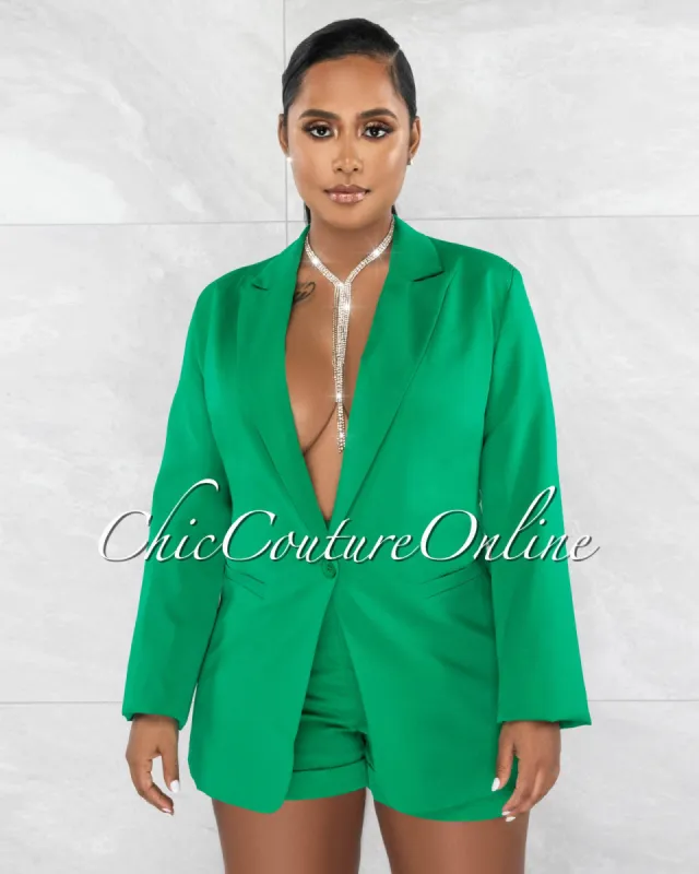 *Nichelle Green Buttoned Long Blazer & Shorts Set sold by Chic Couture