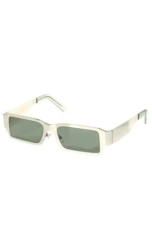 *Neo Silver Green Lens Retro Rectangle Sunglasses sold by Chic Couture