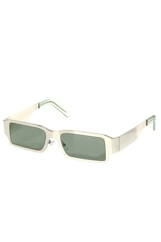 *Neo Silver Green Lens Retro Rectangle Sunglasses sold by Chic Couture