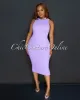 Liona Purple Sleeveless Ribbed Midi Dress sold by Chic Couture