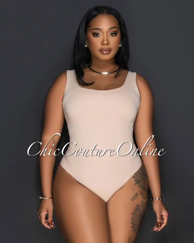 Fina Nude Straight Neckline Bodysuit sold by Chic Couture