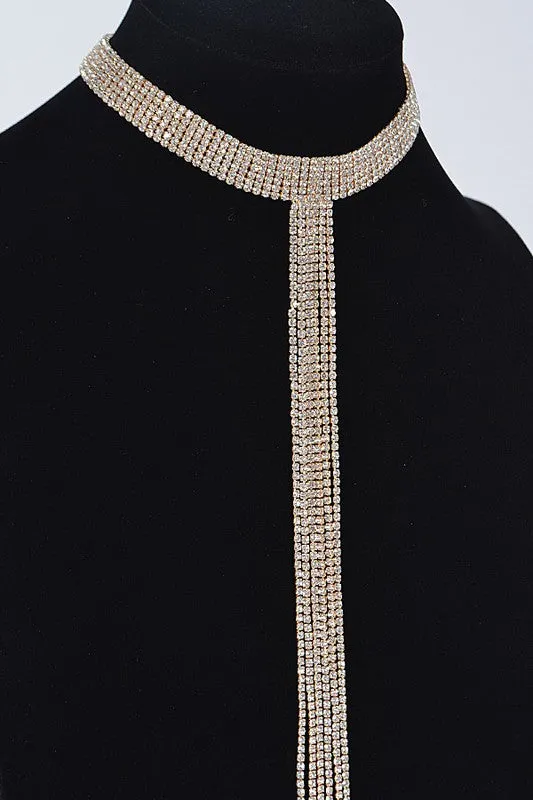 Sutton Bar Line Rhinestone Choker Necklace sold by Chic Couture product image thumbnail 2
