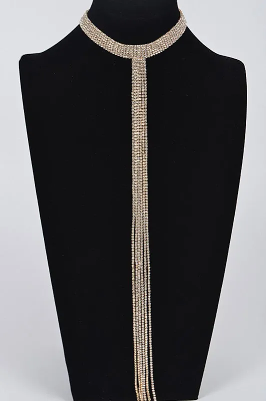 Sutton Bar Line Rhinestone Choker Necklace sold by Chic Couture