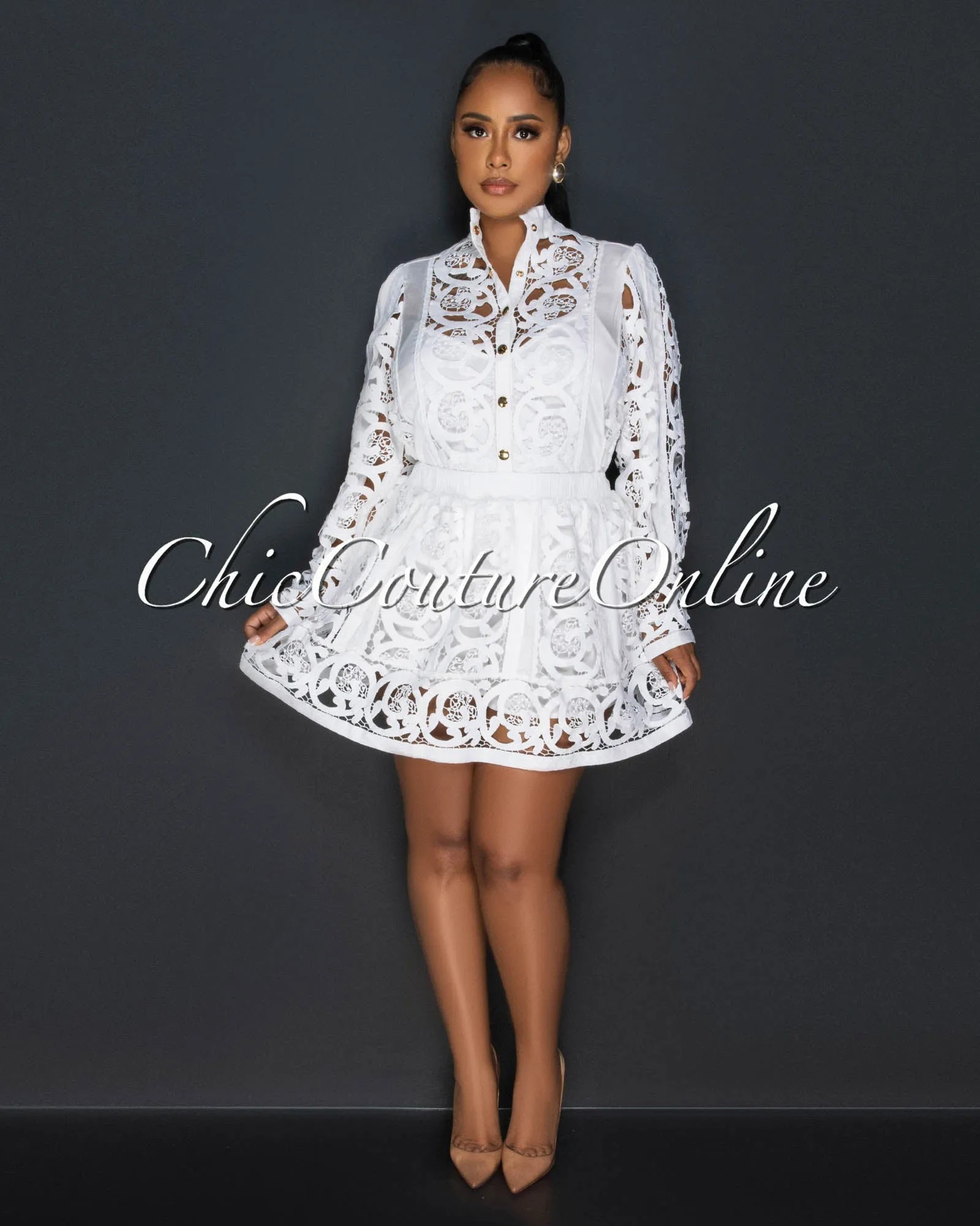 Seren White Crochet Two Piece Set sold by Chic Couture product image thumbnail 2