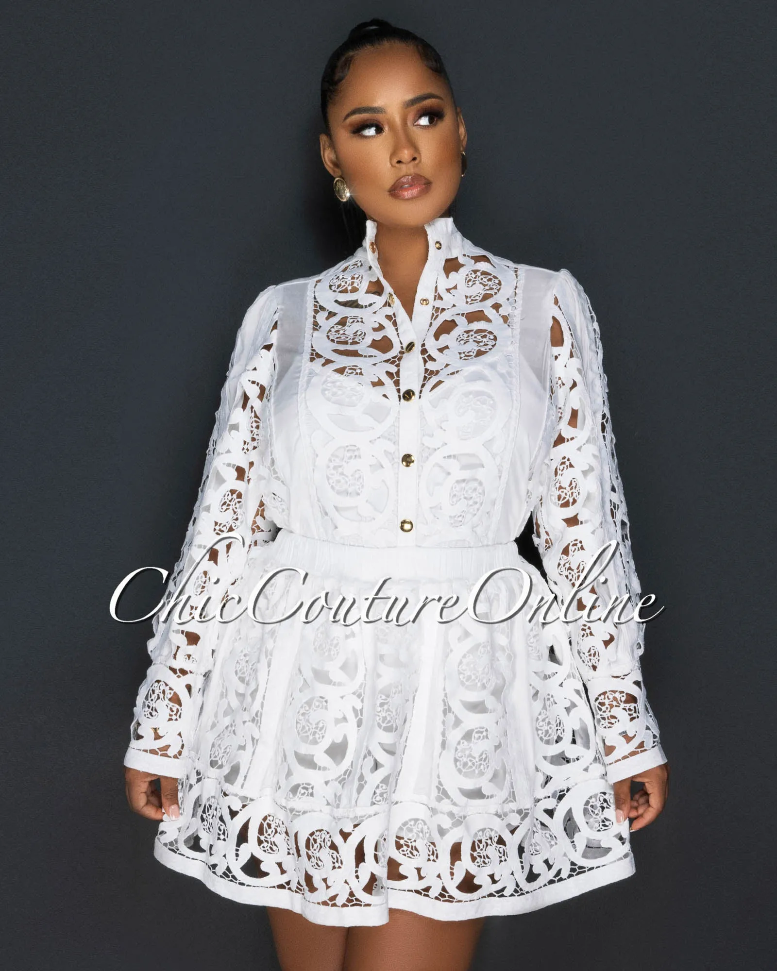 Seren White Crochet Two Piece Set sold by Chic Couture product image thumbnail 3