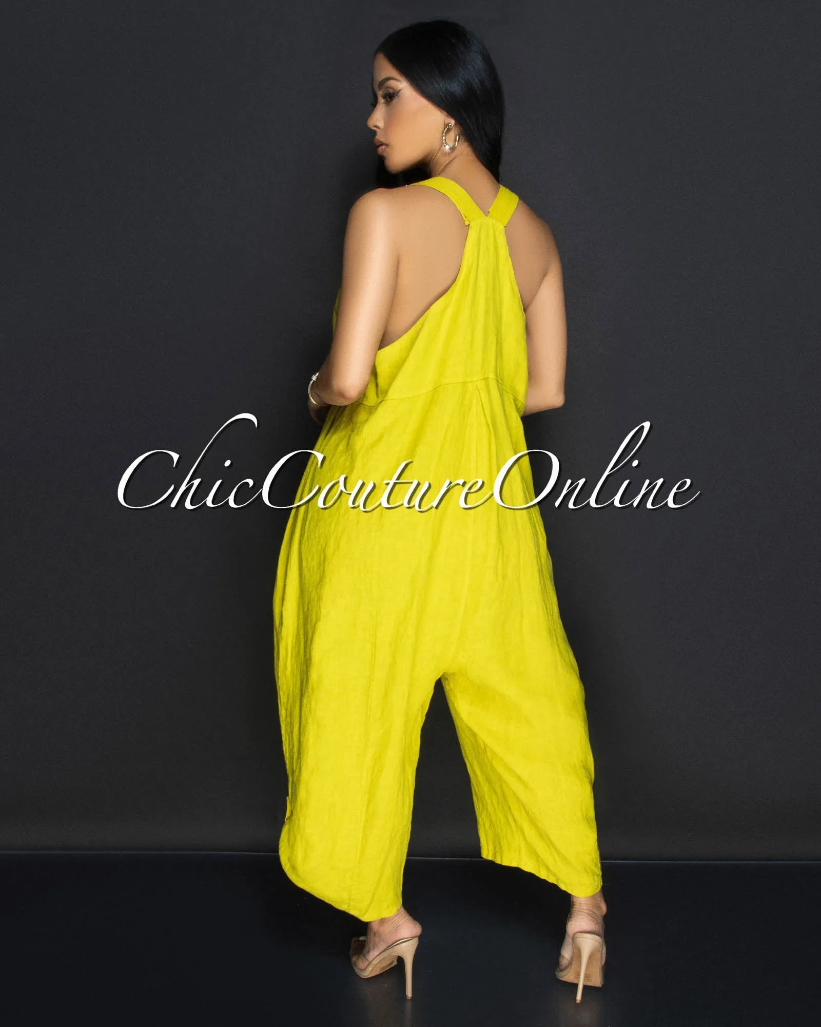 Panuma Lime Linen Jumpsuit sold by Chic Couture product image thumbnail 3