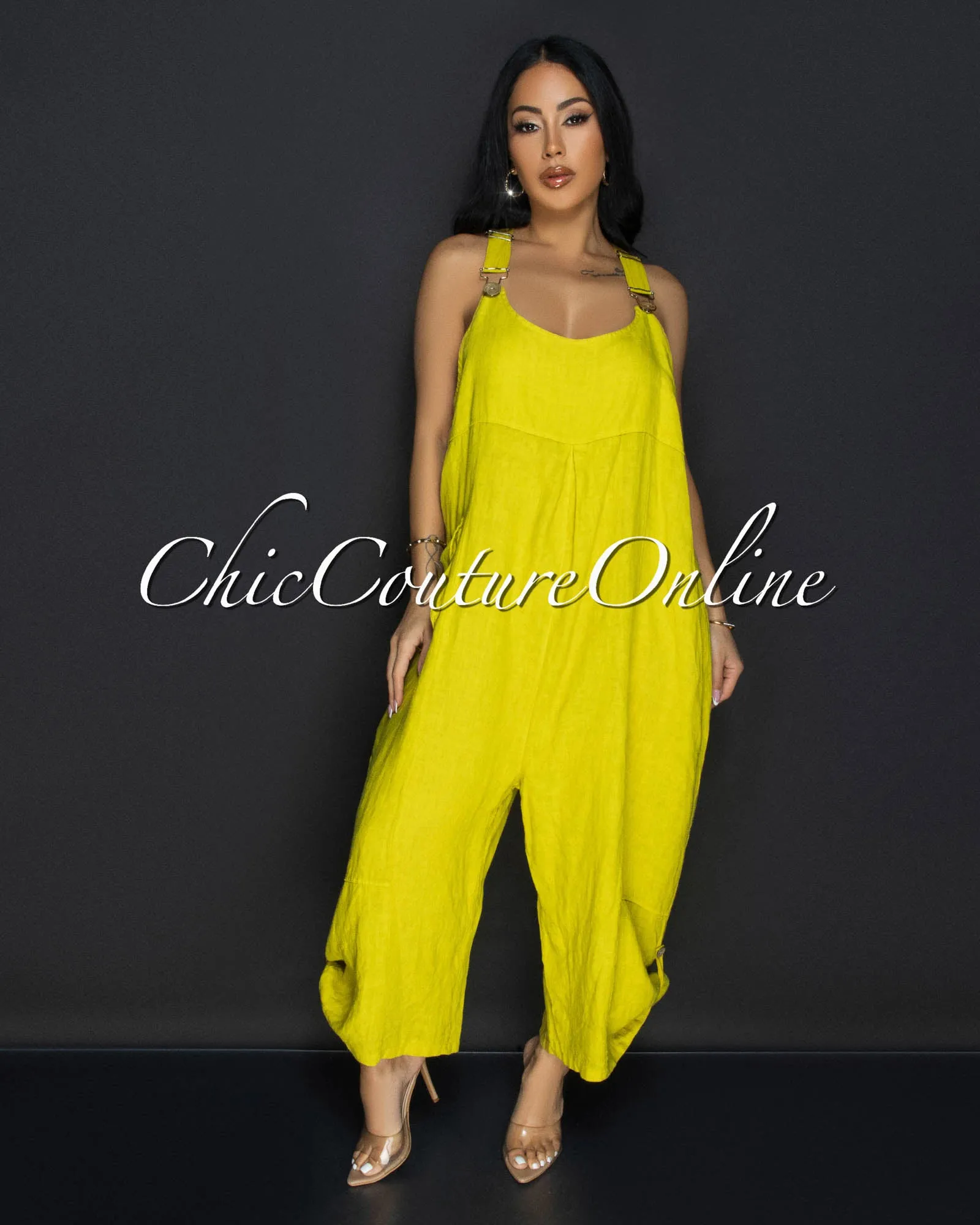 Panuma Lime Linen Jumpsuit sold by Chic Couture product image thumbnail 2