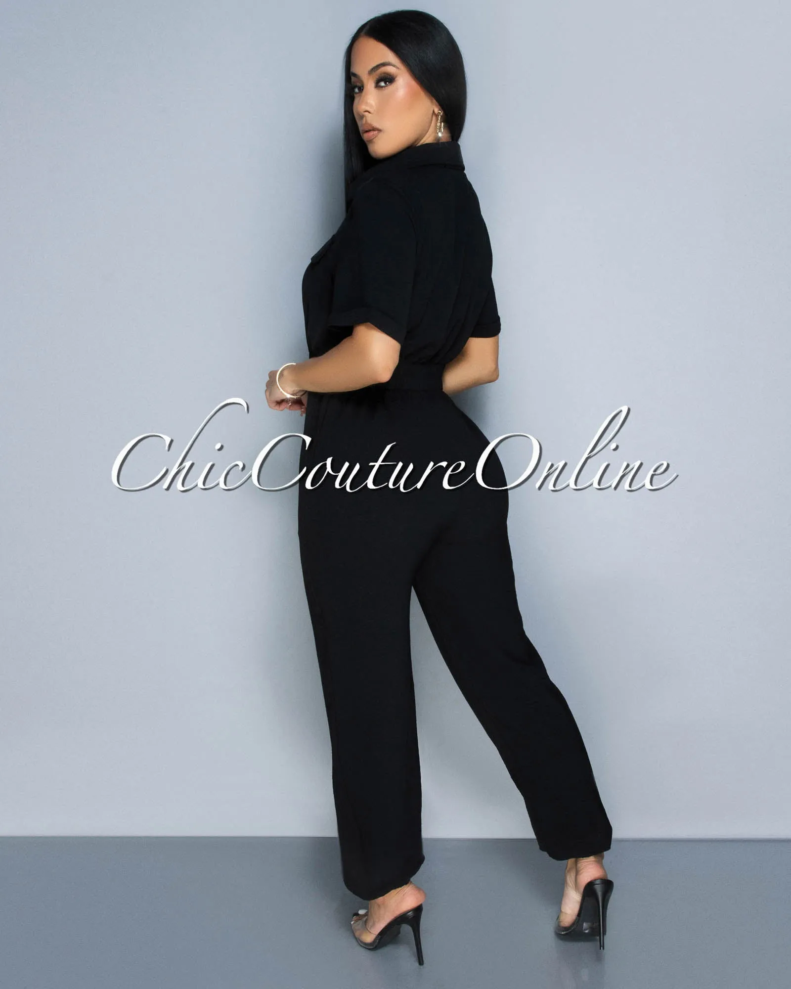 Sumi Black Utility Cargo Jumpsuit sold by Chic Couture product image thumbnail 3