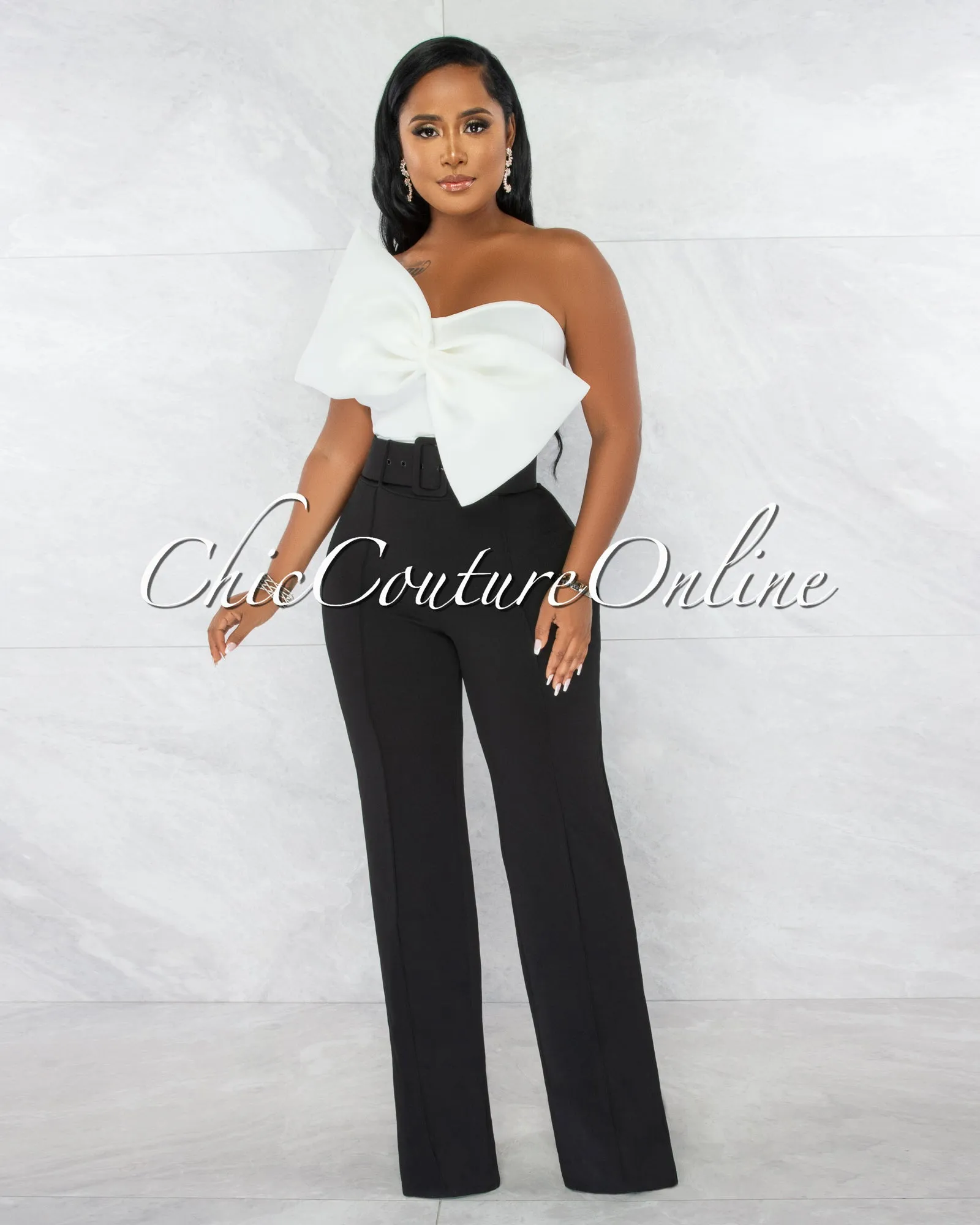 *Faina Black Belt High Waist Palazzo Pants sold by Chic Couture product image thumbnail 2