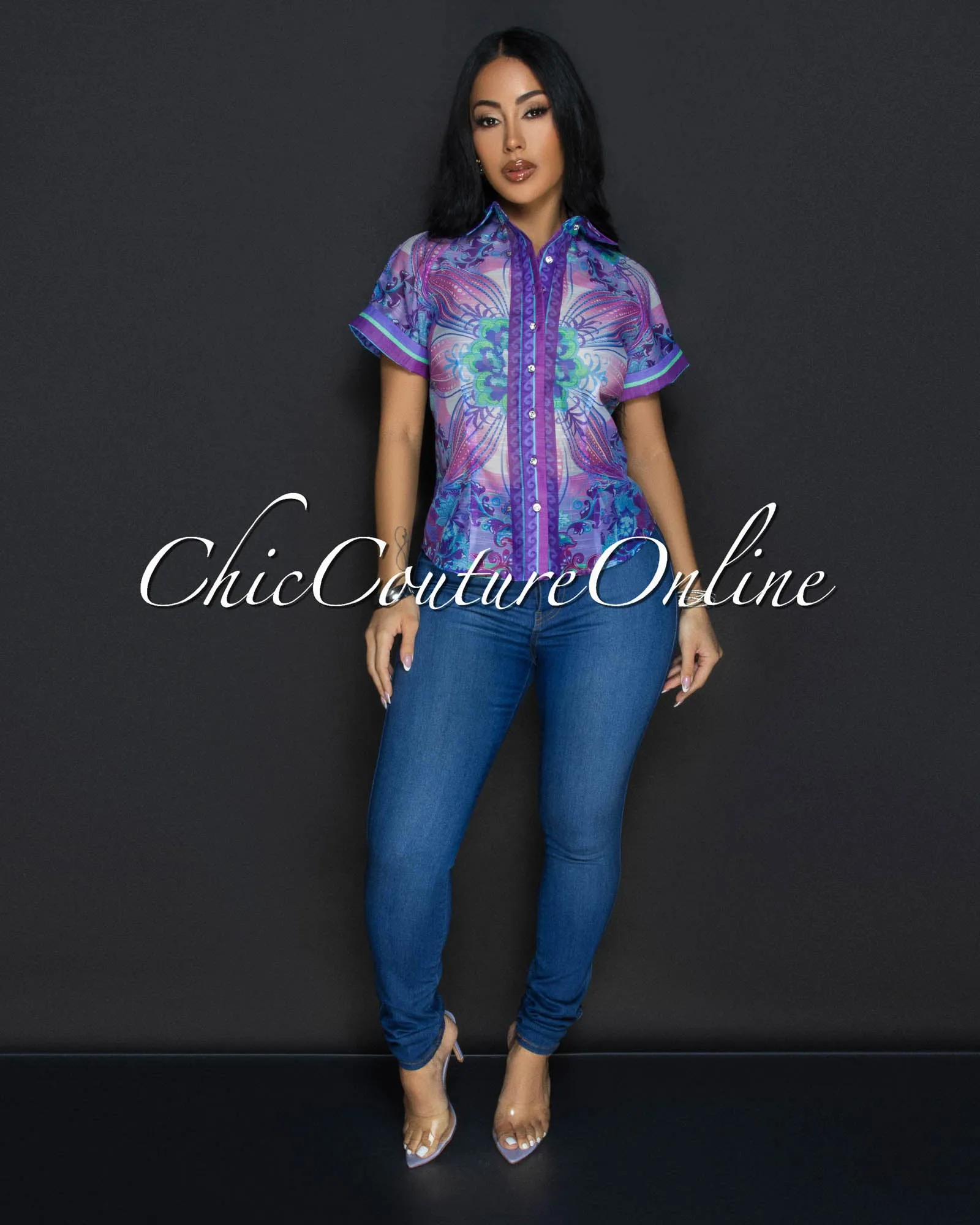 *Aramis Purple Multi-Color Flower Top & Maxi Skirt Set sold by Chic Couture product image thumbnail 4