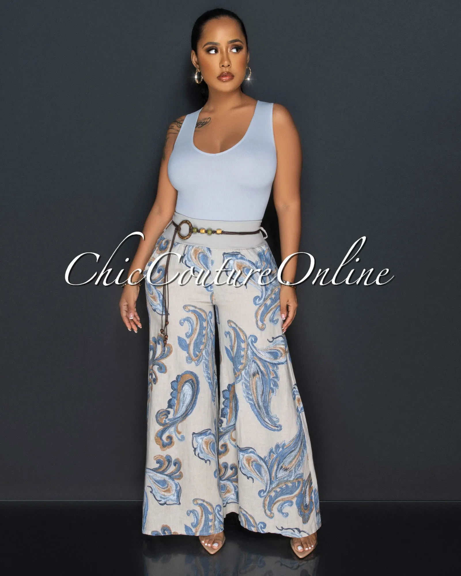 Busie Windy Blue V-Neck Ribbed Body-Con Bodysuit sold by Chic Couture product image thumbnail 4