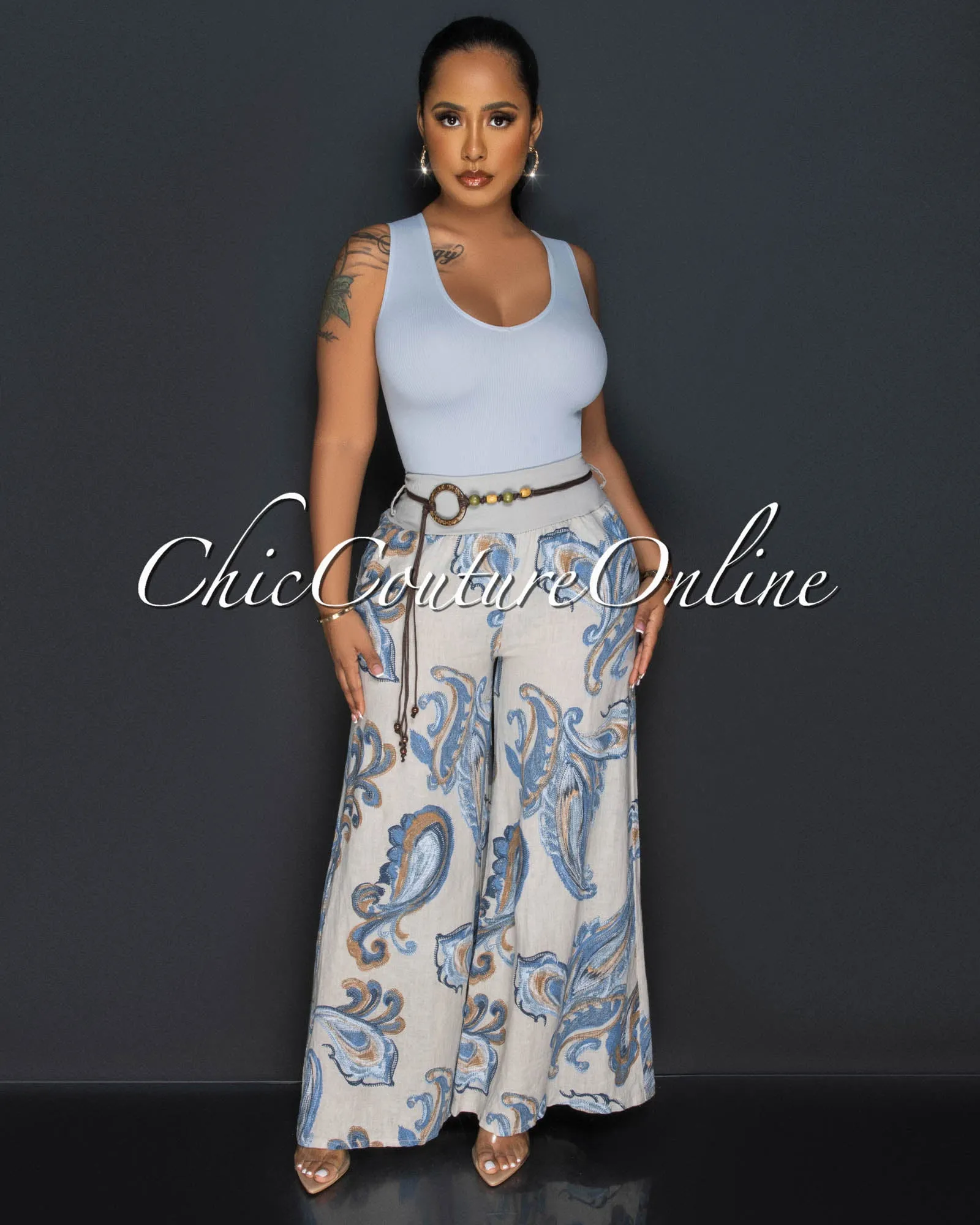 Busie Windy Blue V-Neck Ribbed Body-Con Bodysuit sold by Chic Couture product image thumbnail 5