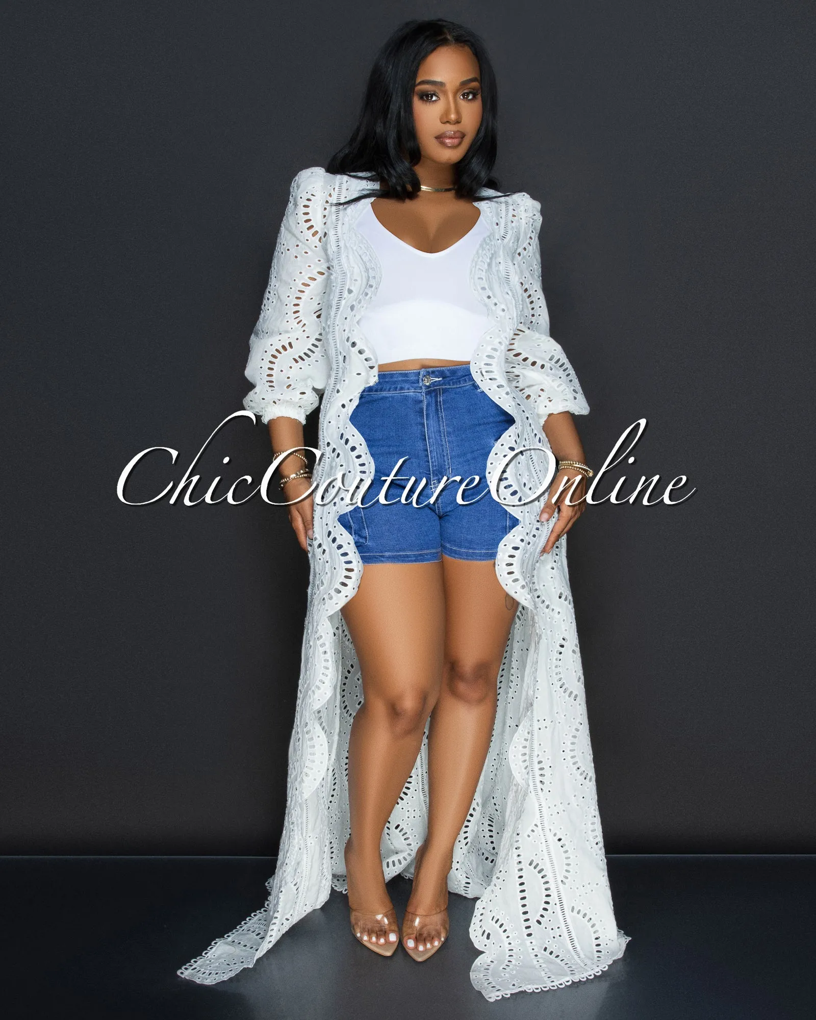 Fawna White Eyelet Detail Cover Up sold by Chic Couture product image thumbnail 2