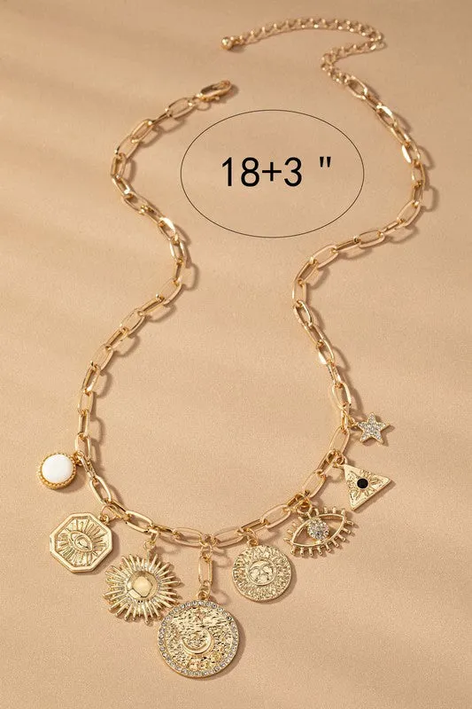 Claire Oval Link Chain with Multiple Pendant Drops Necklace sold by Chic Couture product image thumbnail 3