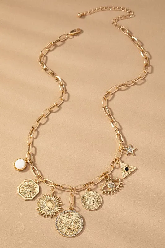 Claire Oval Link Chain with Multiple Pendant Drops Necklace sold by Chic Couture product image thumbnail 4