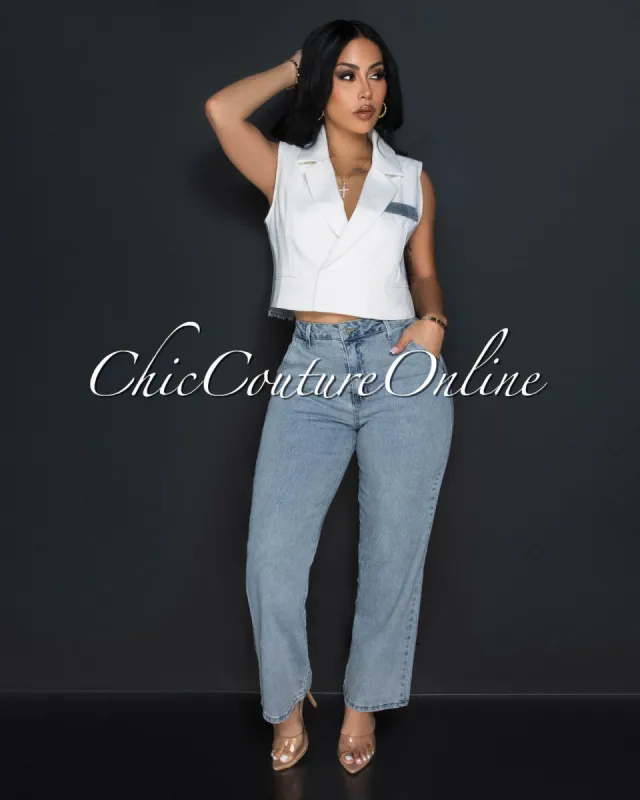 *Erina Light Denim High Waist Wide Legs Jeans sold by Chic Couture
