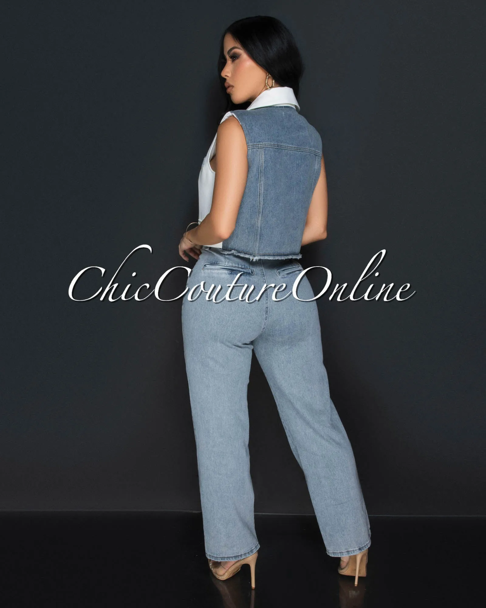 *Erina Light Denim High Waist Wide Legs Jeans sold by Chic Couture product image thumbnail 2