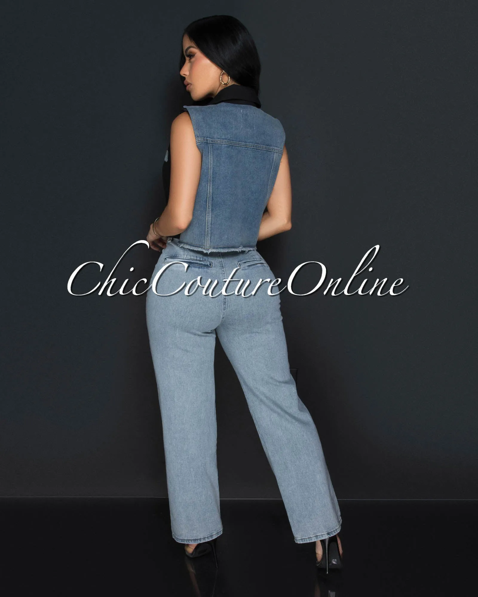 *Erina Light Denim High Waist Wide Legs Jeans sold by Chic Couture product image thumbnail 4