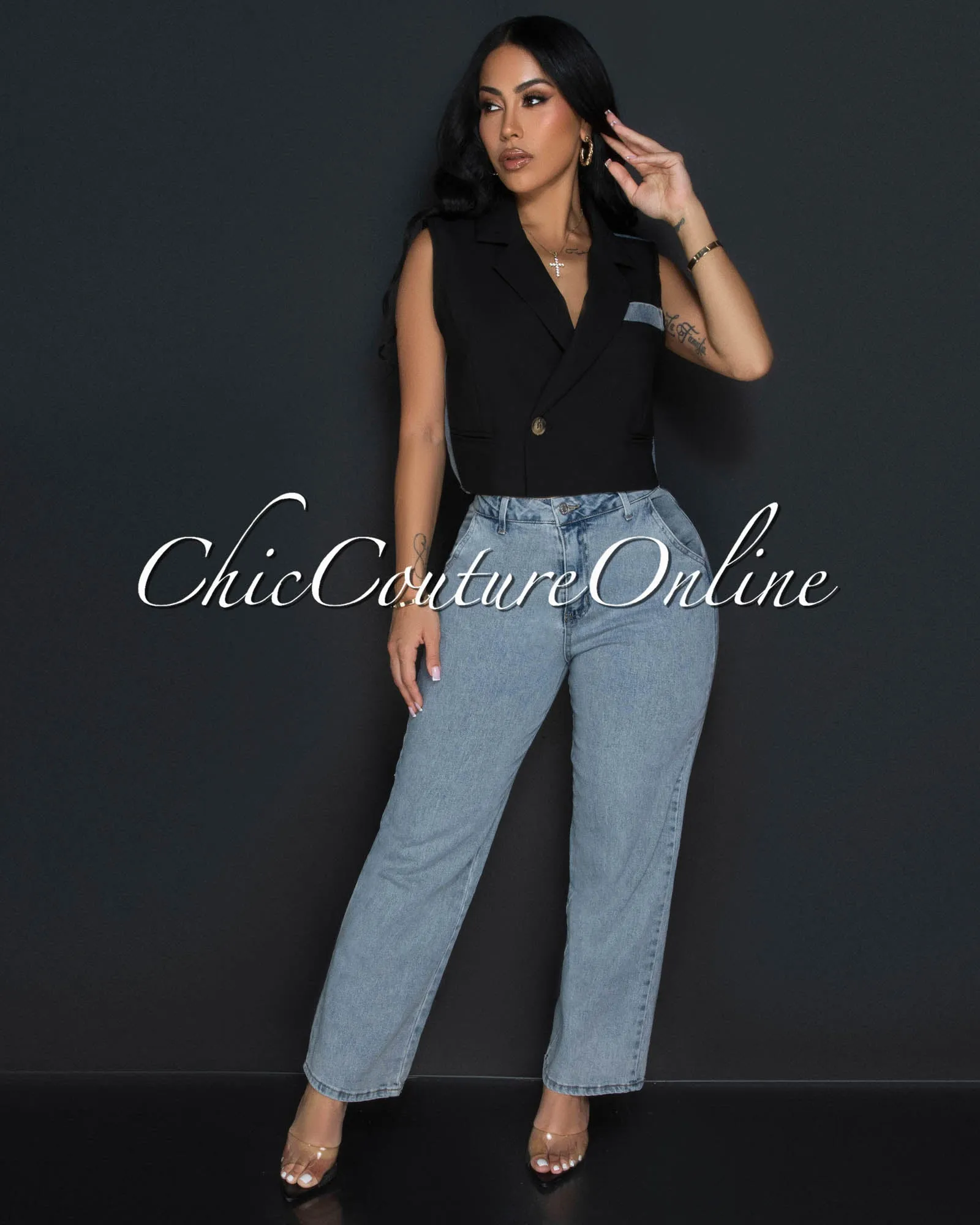 *Erina Light Denim High Waist Wide Legs Jeans sold by Chic Couture product image thumbnail 3