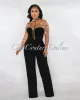 *Gladwin Black Gold Collar Accent Strapless Jumpsuit sold by Chic Couture