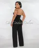 *Gladwin Black Gold Collar Accent Strapless Jumpsuit sold by Chic Couture