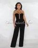 *Gladwin Black Gold Collar Accent Strapless Jumpsuit sold by Chic Couture