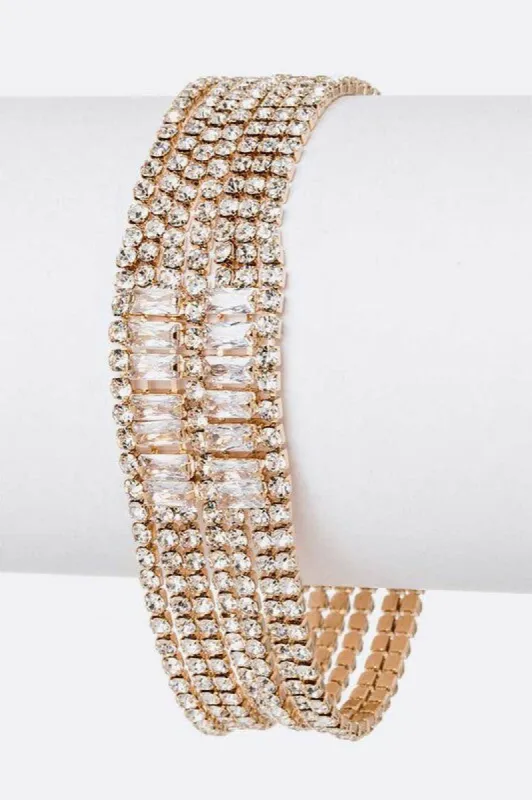 *Vanessa Gold Multi Layer Rhinestone Tennis Bracelet sold by Chic Couture