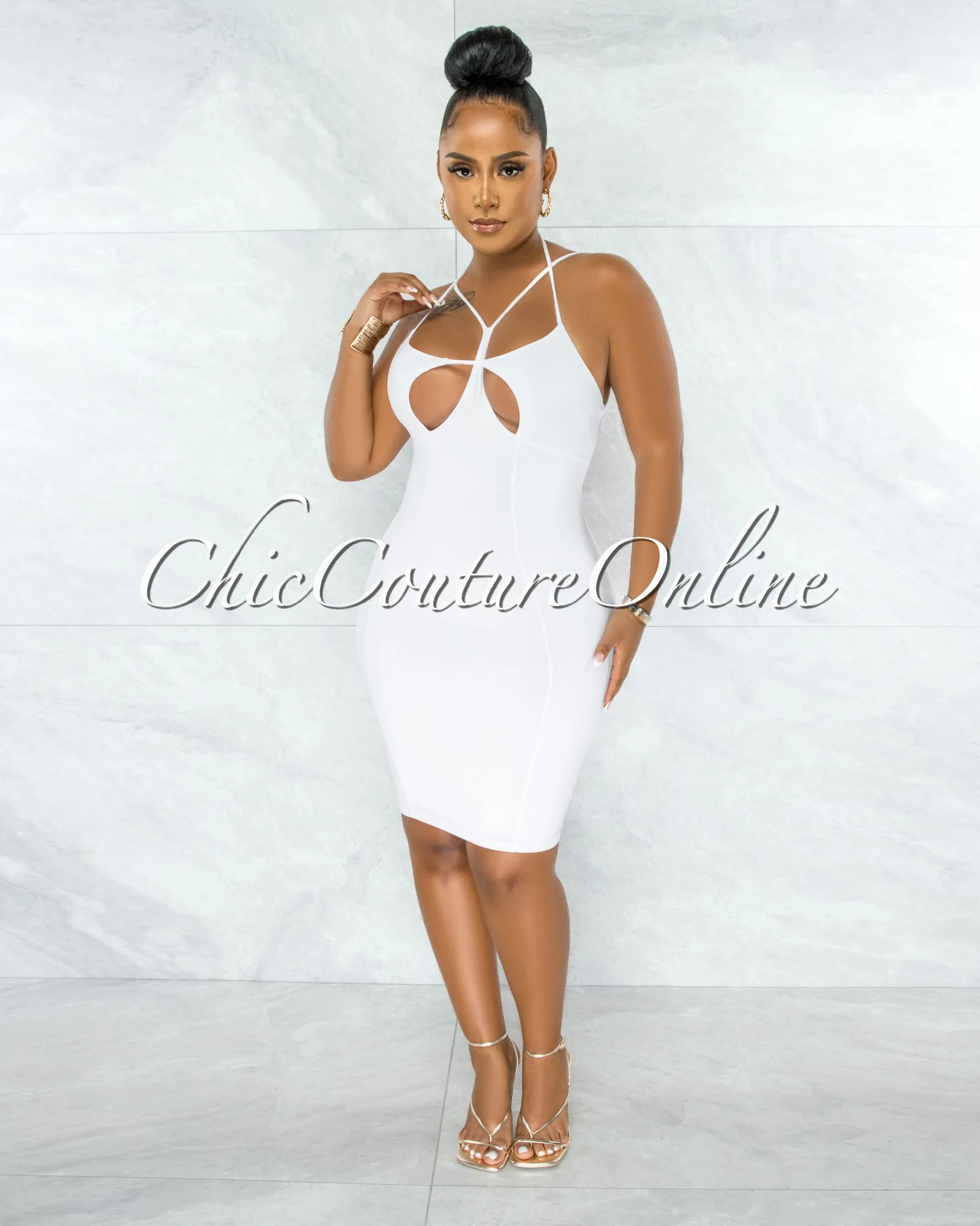 *Harris Off-White Bust Cut-Out Strappy Mini Dress sold by Chic Couture product image thumbnail 2