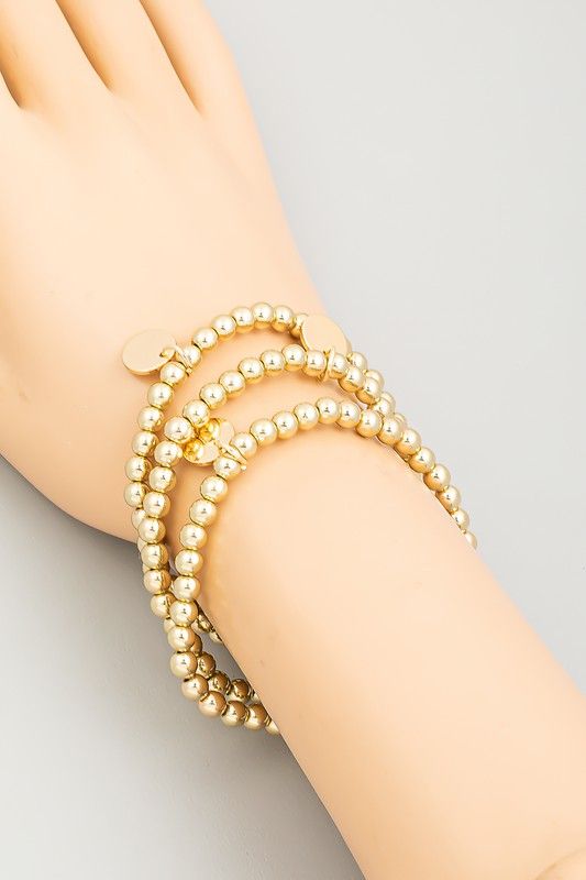 Adina Polished Metallic Beaded Bracelet sold by Chic Couture product image thumbnail 2