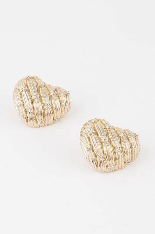 Cupid Gold Heart Stud Earrings sold by chic