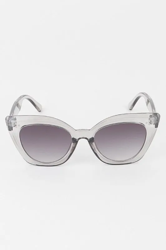 Serena Grey Bolted Cateye Sunglasses made by Chic Couture