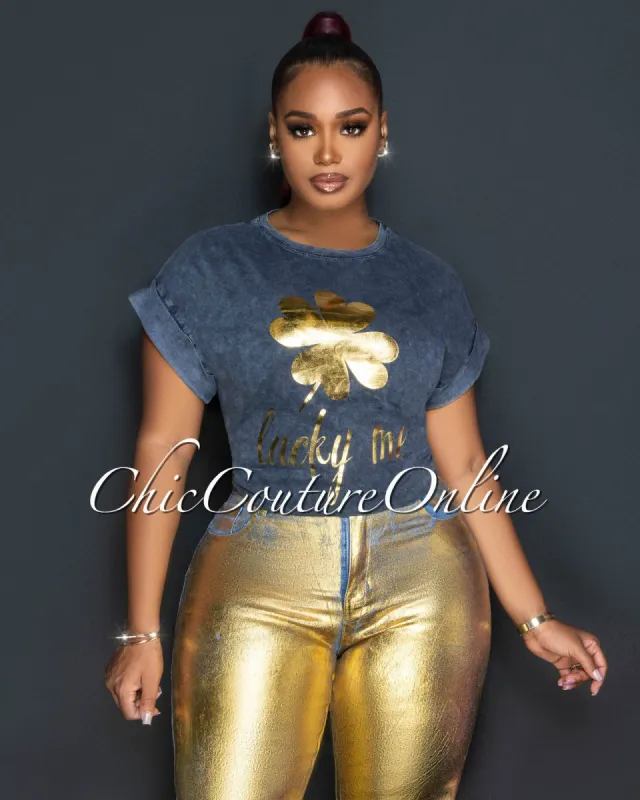 Sabina Grey Gold Graphic T-Shirt sold by Chic Couture