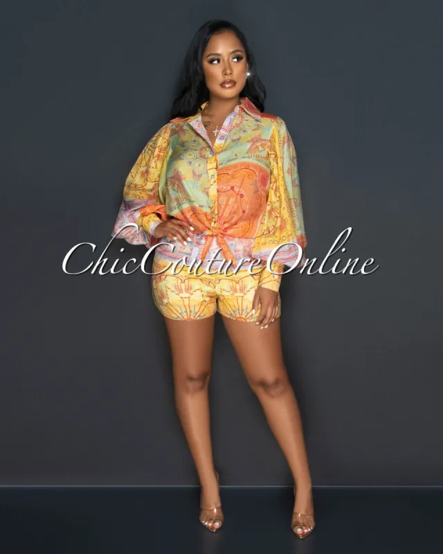 *Adya Orange Green Print Shirt & Shorts Set sold by Chic Couture