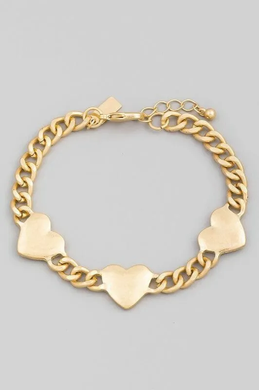Orlane Gold Heart Chain Link Lobster Clasp Bracelet sold by chic