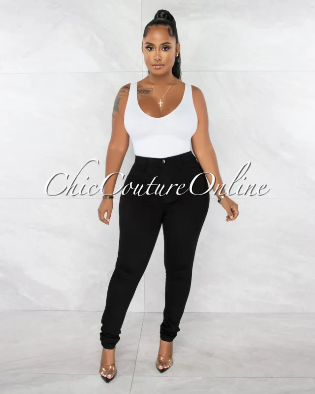 *Chelsea Black Denim High-Waist Skinny Jeans sold by Chic Couture