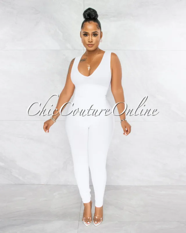 Leonette White Ribbed SCULPTING Crop Top & Leggings Set sold by Chic Couture