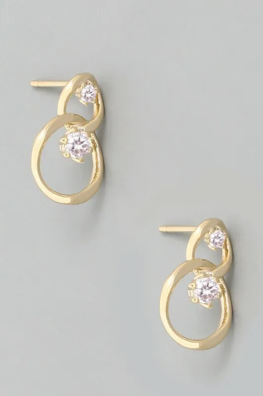 Shonna Mini Chain Link Studs with Rhinestones Earrings sold by Chic Couture