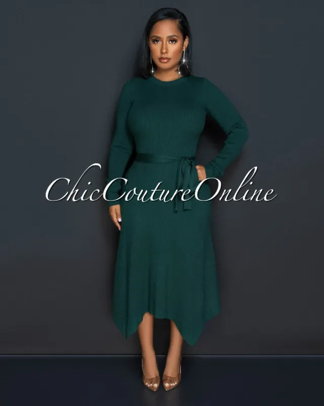 Kellen Hunter Green Long Sleeves Knit Maxi Dress sold by Chic Couture