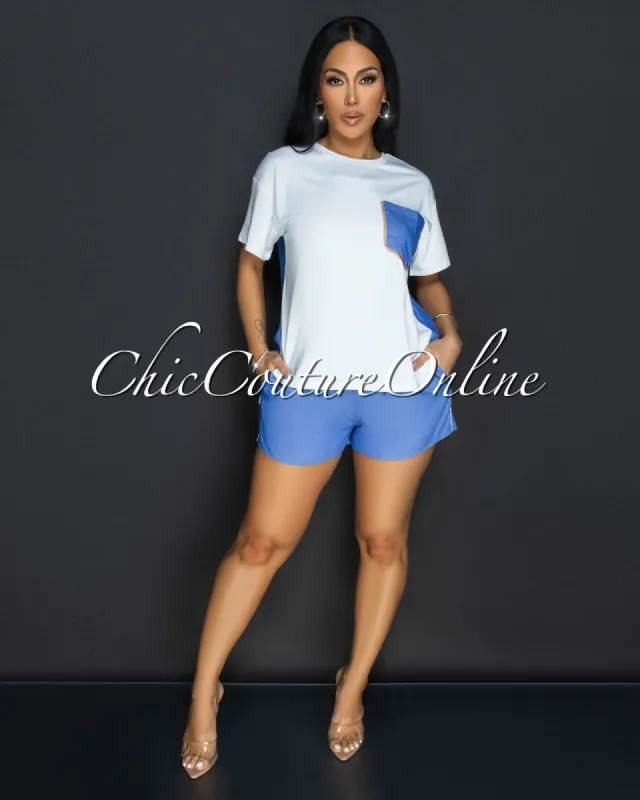 *Briya White Chambray Shirt & Shorts Set sold by Chic Couture