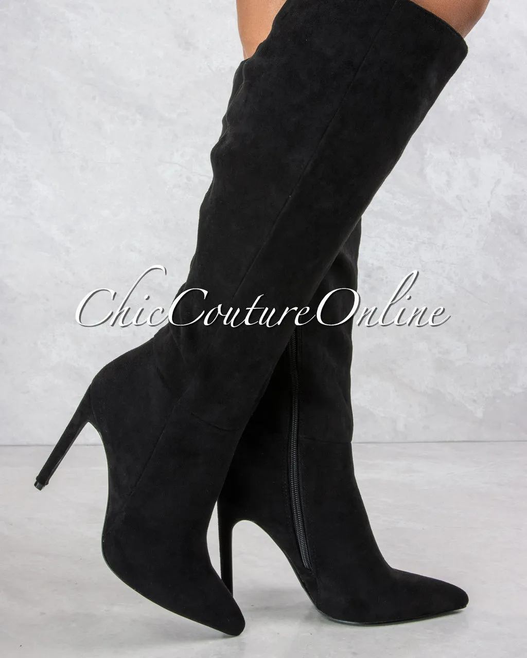 *Vegas Black Faux Suede High Boots sold by Chic Couture product image thumbnail 3