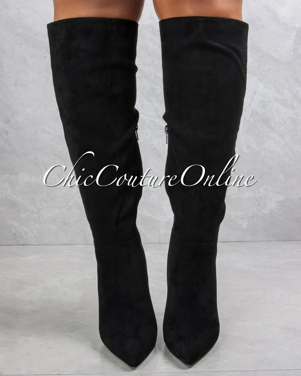 *Vegas Black Faux Suede High Boots sold by Chic Couture product image thumbnail 4