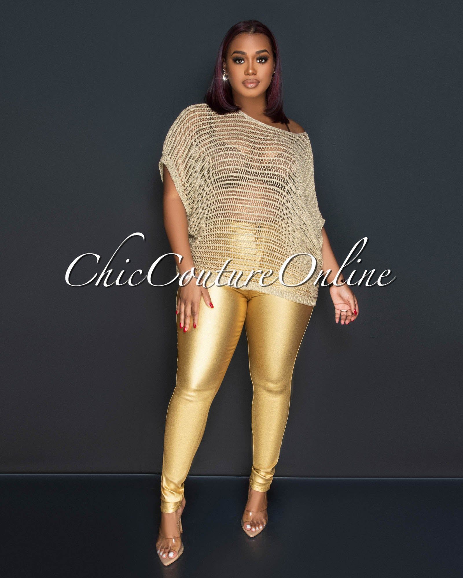 Dalia Gold Cover-Up Crochet Top sold by Chic Couture product image thumbnail 3