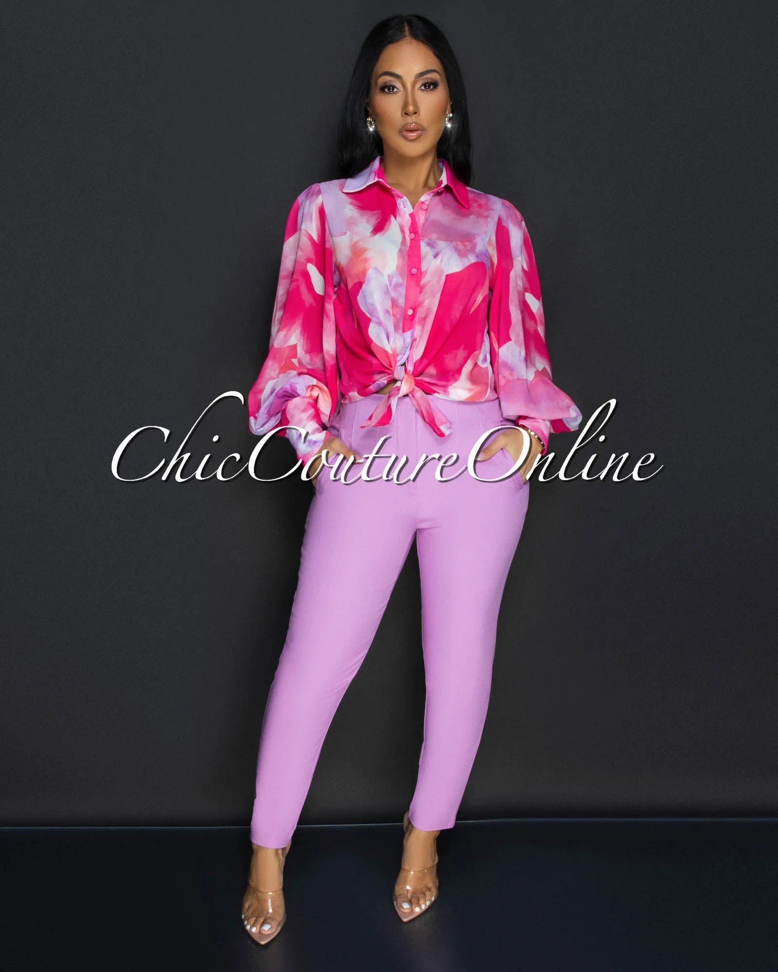 *Avril Lilac High Waist Skinny Pants sold by Chic Couture