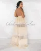 *Pleasant Nude Halter Tulle Ruffle Maxi Dress sold by Chic Couture